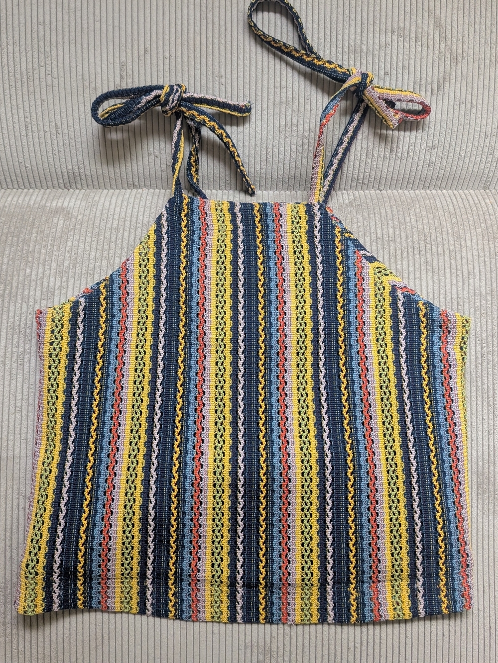 Madewell Texture And Thread Striped Tie-Shoulder Knit Tank - Picture 2 of 5